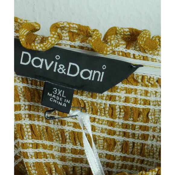 Davi & Dani 3XL Top Peasant Popover Smocked Square Neck Milkmaid Flutter Sleeve - Picture 2 of 9